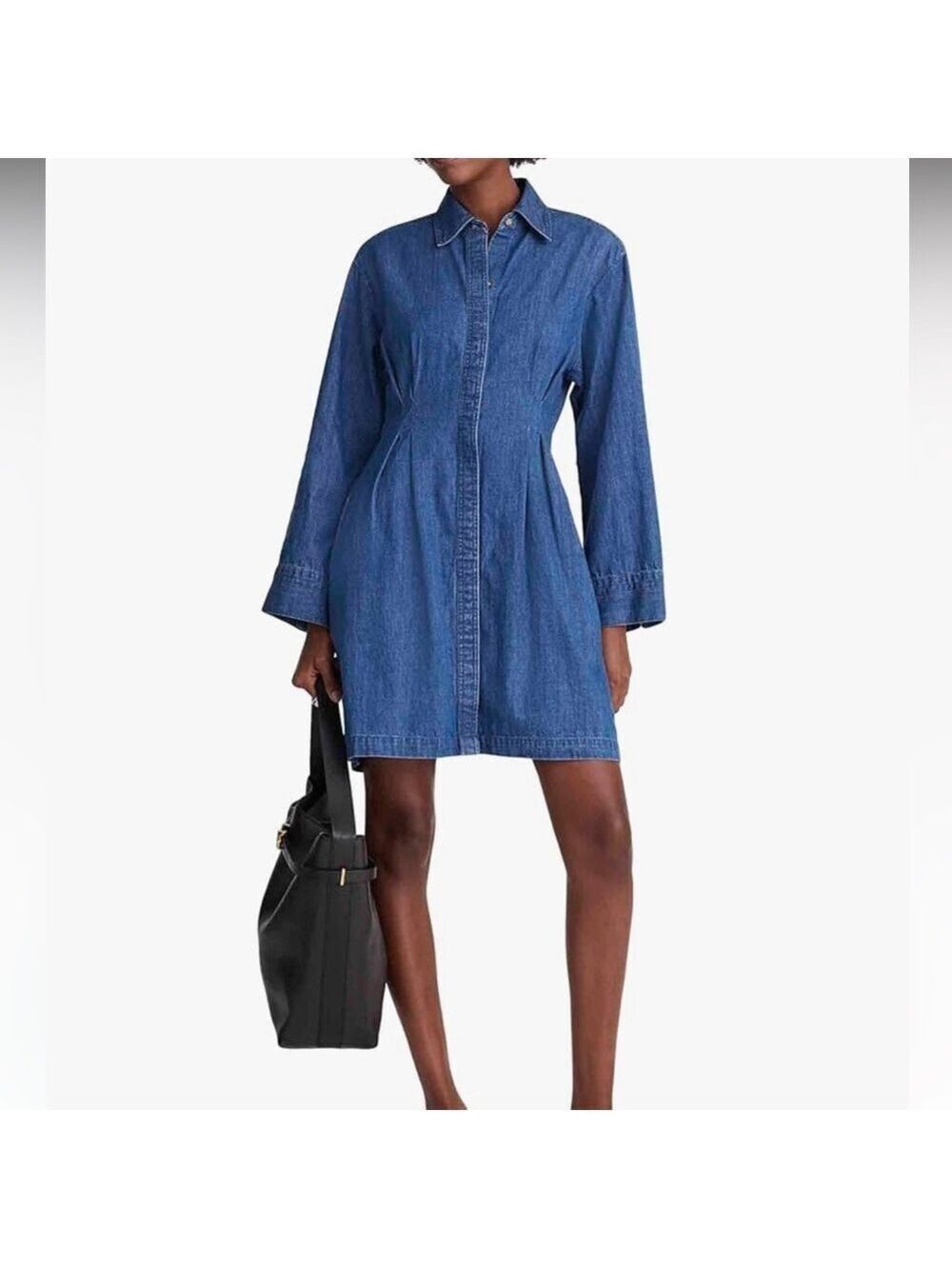 madewell denim dresses | | Madewell Nwt Shirt Dress Regenagri Cotton Fair Trade Size 4 Casual Zip at back Bottom Size:33x32 Cotton denim Floral Applique Monot - Cutout Black